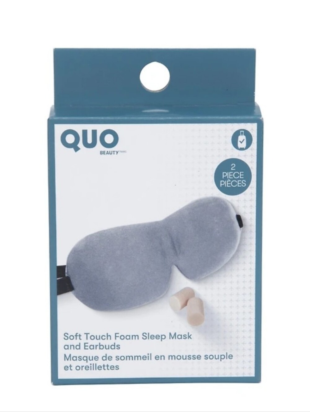 QUO Soft Touch Foam Sleep Mask & Earbuds - Grey